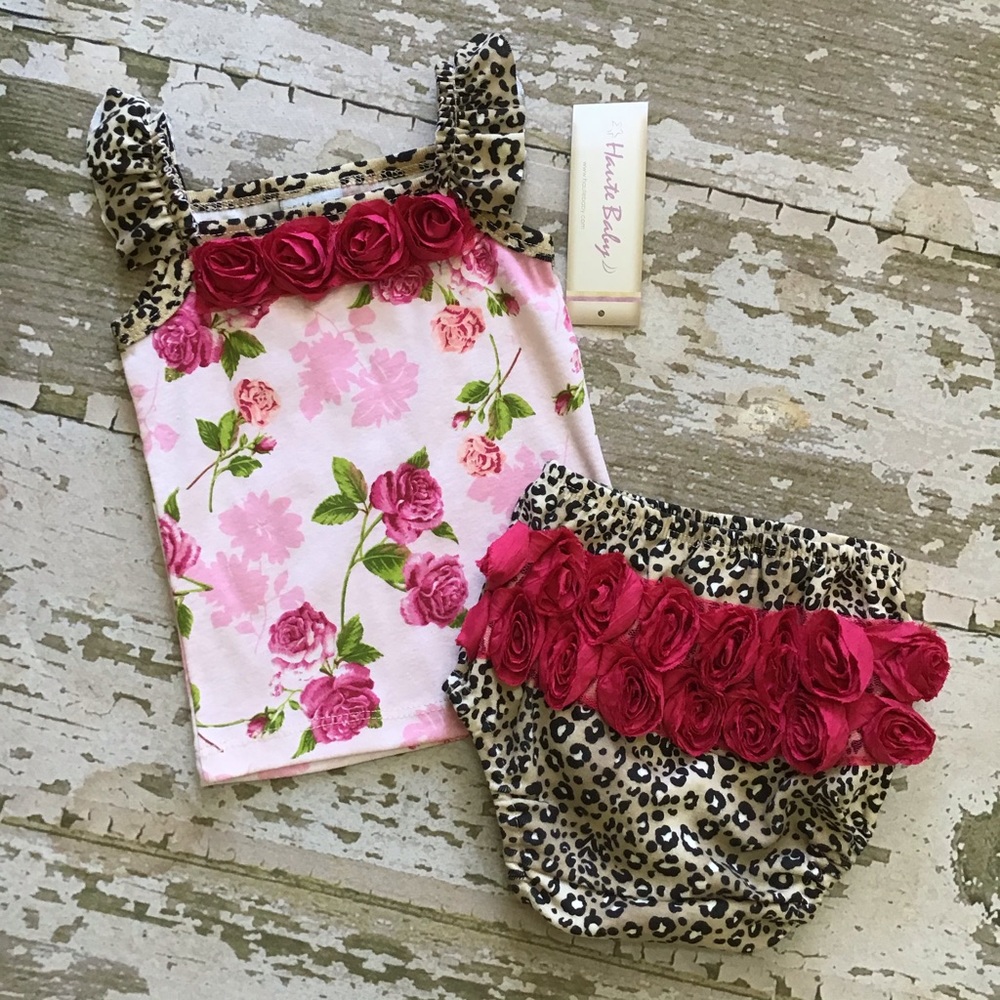 Haute Baby Hot Pink / Leopard Diaper Set